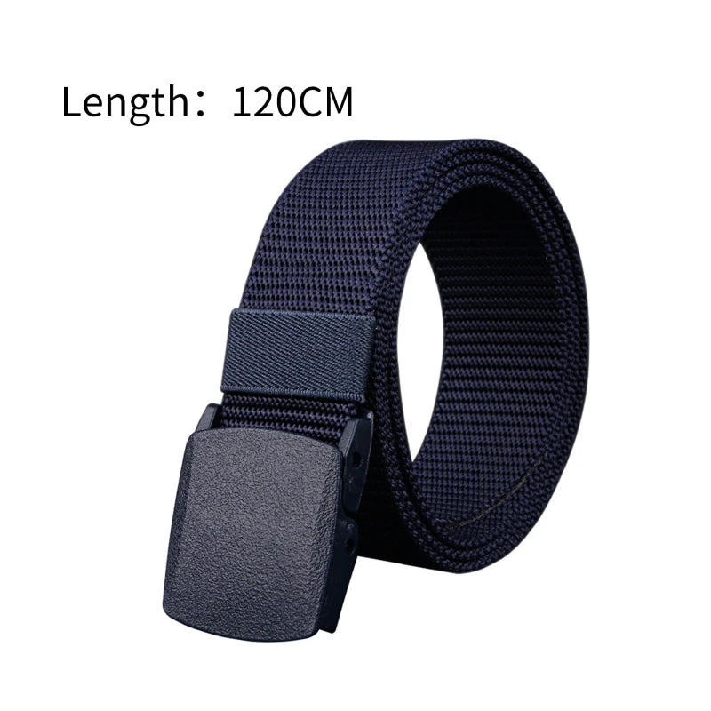 Men Belt Jeans Belts Adjustable Belt Men Outdoor Travel Waist Belt with Plastic Buckle for Pants Soft Nylon Sports Accessories