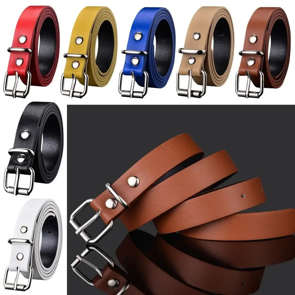 Children PU Leather Belts Boys Girls Kid Waist Strap Waistband Metal Buckle For Jeans Pants Trousers Dress Adjustable Belt