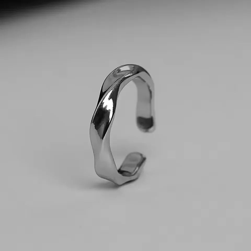 Rings for Men Women Trend Design New Metal Twist Simple Fashion Personality Open Adjustable Finger Ring Jewelry Wedding Anillos