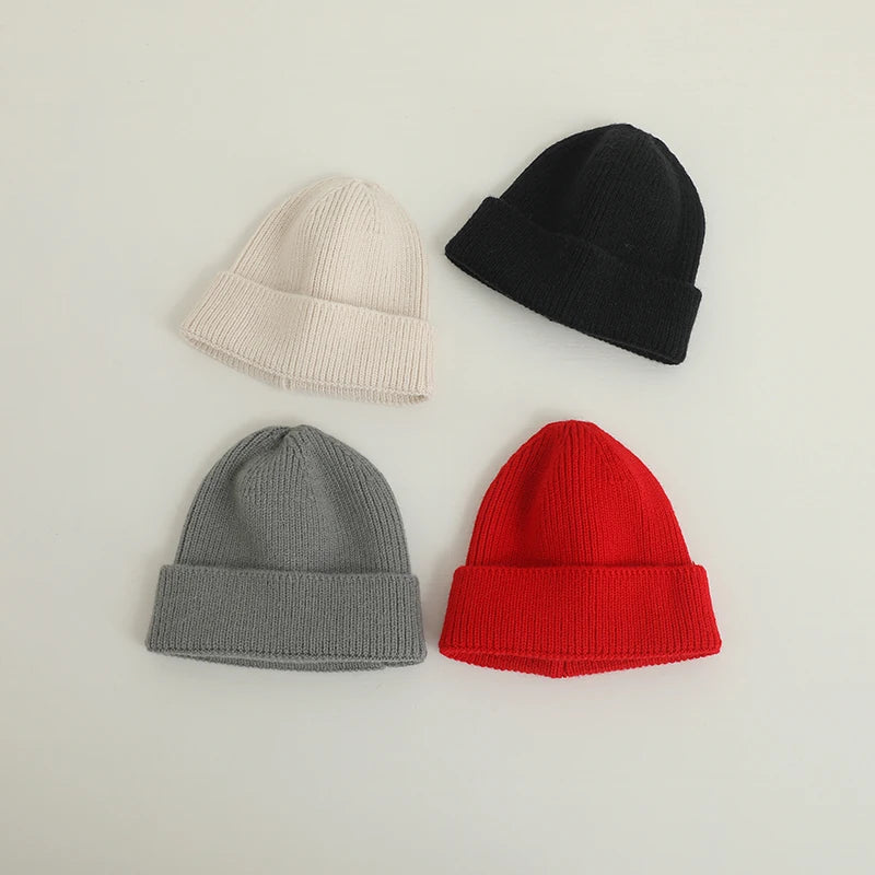 Candy Color Kids Hat For Girls Boys Autumn Winter Baby Beanie Kids Cap Elastic Warm Knitted Children Hats Solid Color Baby Hat