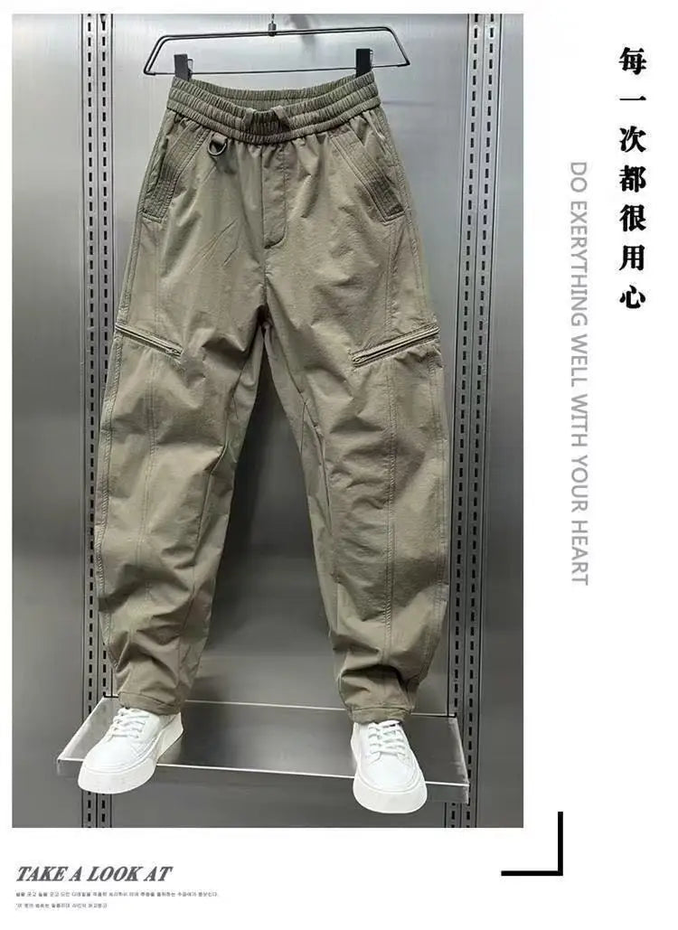2025 American Style Men's Loose Straight Casual Pants Pure Color Knife Edge Workwear Trousers Loose Fit Long Trousers man cloth