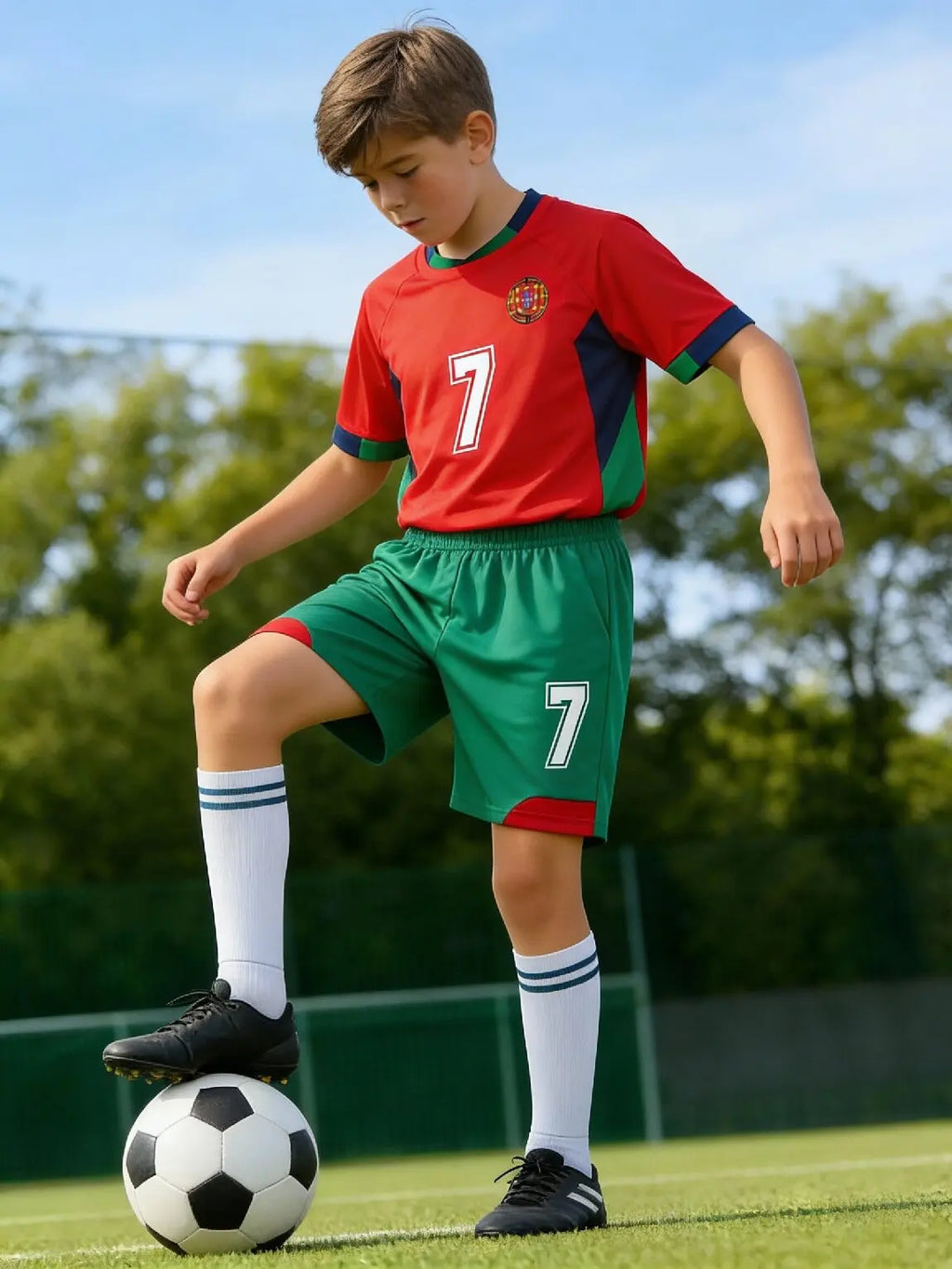Soccer Jerseys Kids Ro_nal_do7#10 Football Sports Fan for Boys Girls Youth Soccer Shirts and Shorts Set for 4-14 Years