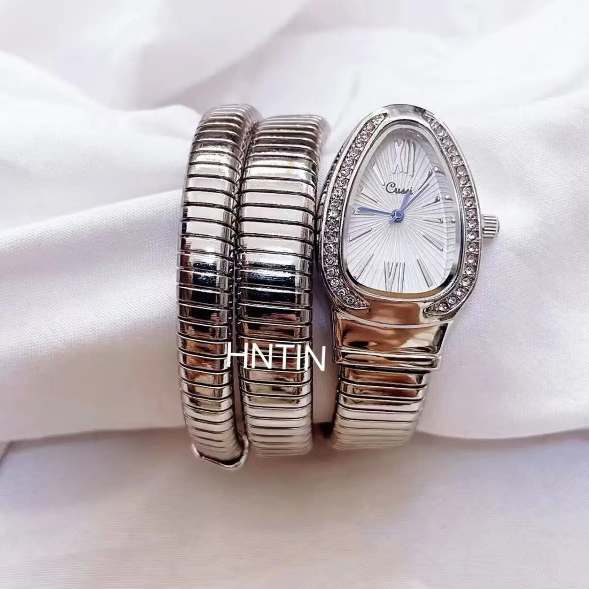 Fashionable Women's Snake-Shaped Bracelet Watch With Unique Design, Snake Coil, Elegant Bracelet, Ladies' Quartz Watch With Roma