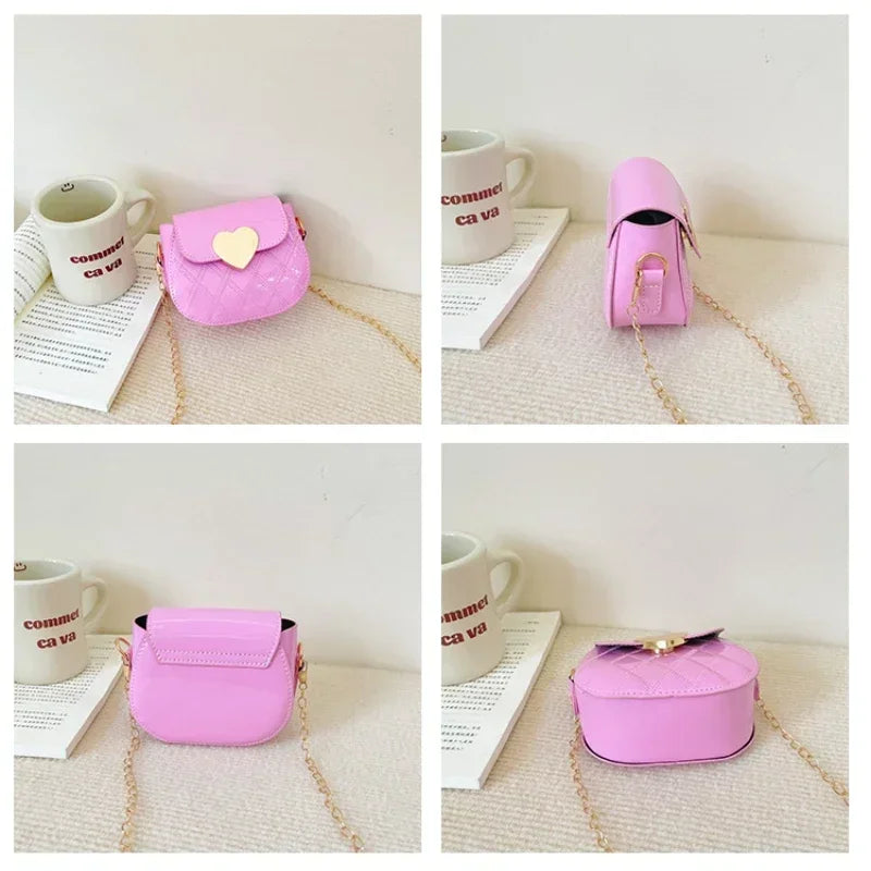 Cute Little Girls Mini Shoulder Bag for Kids Fashion Coin Purse Small Handbags Lovely Patent Leather Children's Messenger Bags