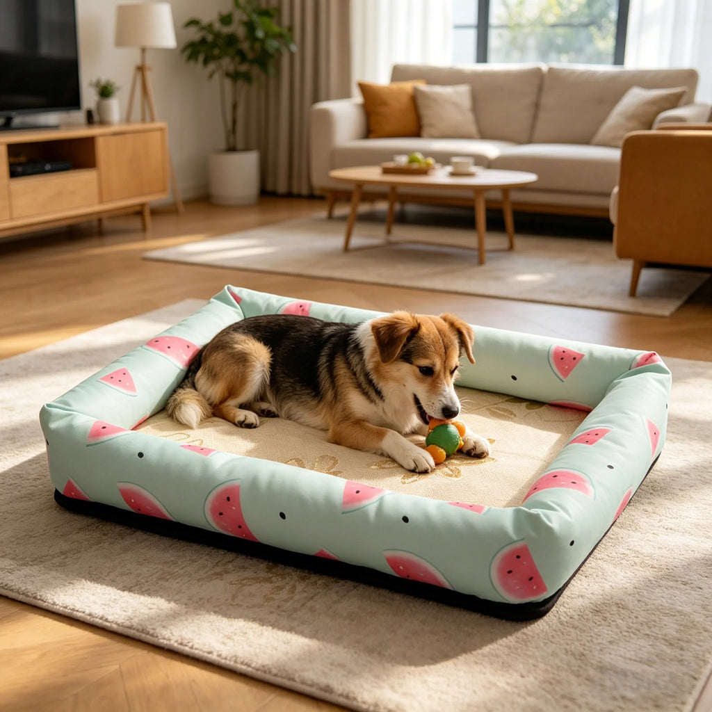 Cooling Fabric Pet Bed for Summer: Breathable Mat for Dogs & Cats, Removable Washable Summer Cooler & Year-Round Cushion