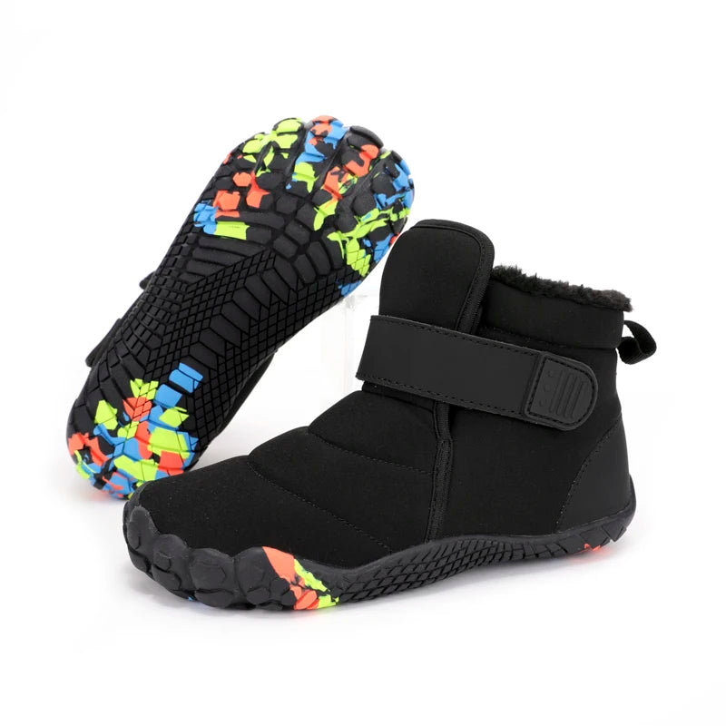 Kids New Wide Toe Barefoot Snow Boots Boys Girls Winter Minimalist Waterproof Sneakers Girls Boys Non-Slip Warm Snow Boots
