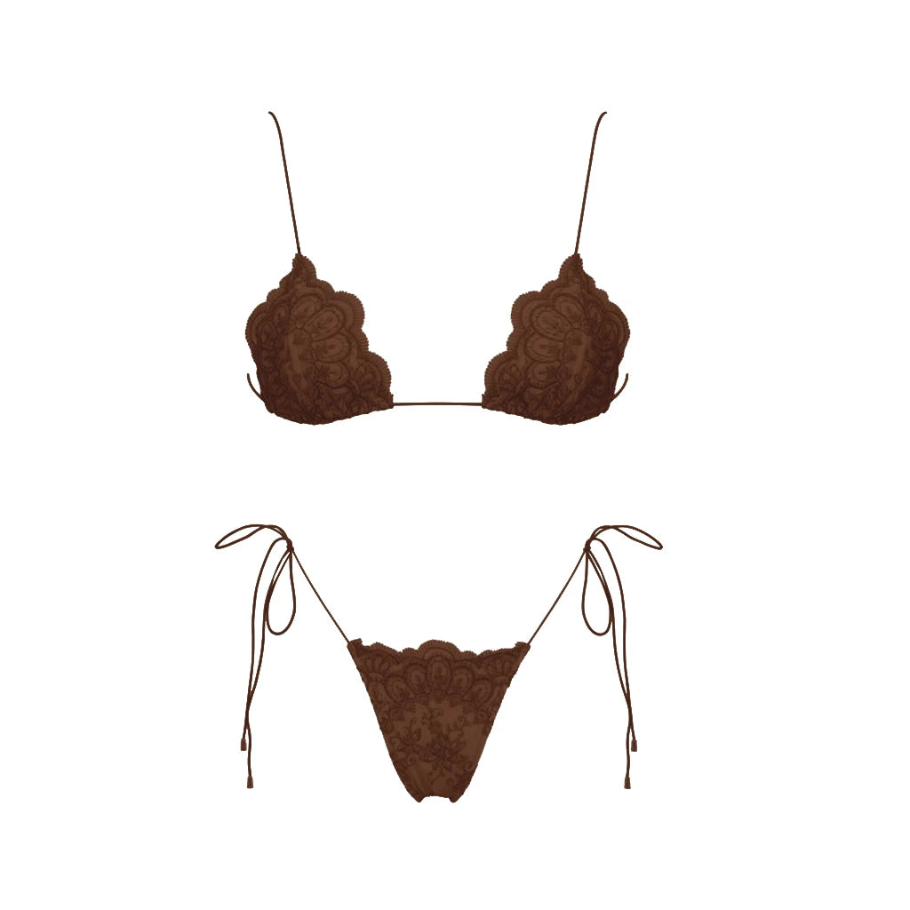 Mesh Bikini with Pants Swimsuit Brazilan Bikini Set Swimwear for Women Lace Halter Shirring 3 Pcs Bathing Suits Summer Female