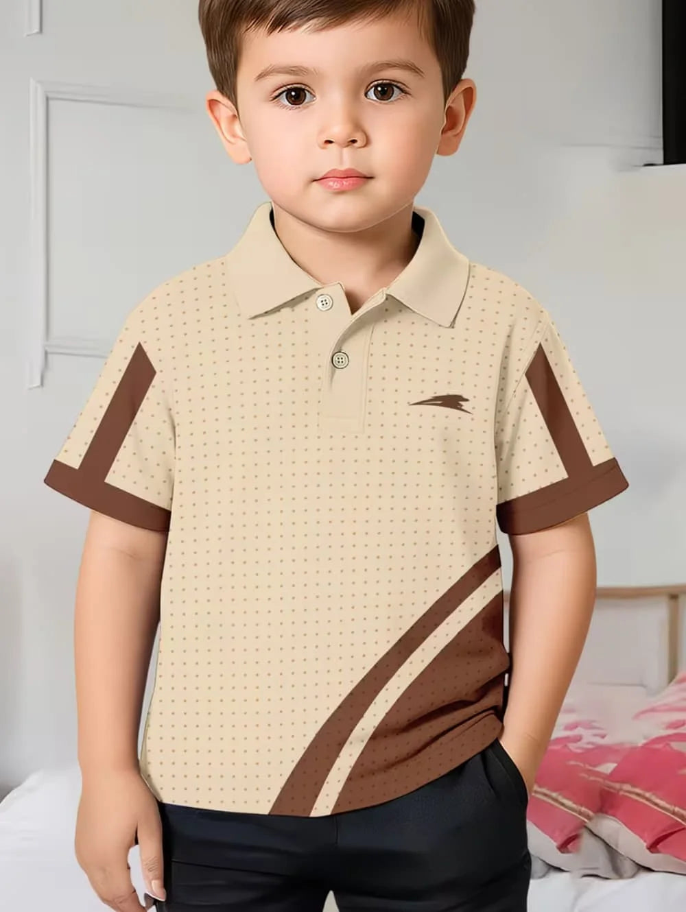 Kids Polo Shirts Striped Print Short Sleeve Polo Shirt for Boys Ummer Outdoor Casual Round Neck Fashion Boys Children's Clothing
