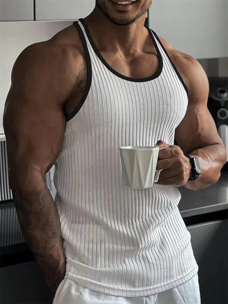 Summer Fitness Tank Top Men Fitness Sleeveless T-Shirt Male Pullover Breathable Sports Undershirt Casual Vest Elastic Loose Tops