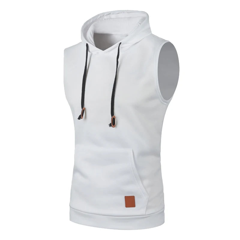 Mens Sleeveless Hoodies Fashion Casual Hooded Sweatshirt Men Bodybuilding Tank Top Sporting Shirt Waistcoat Vest Gym