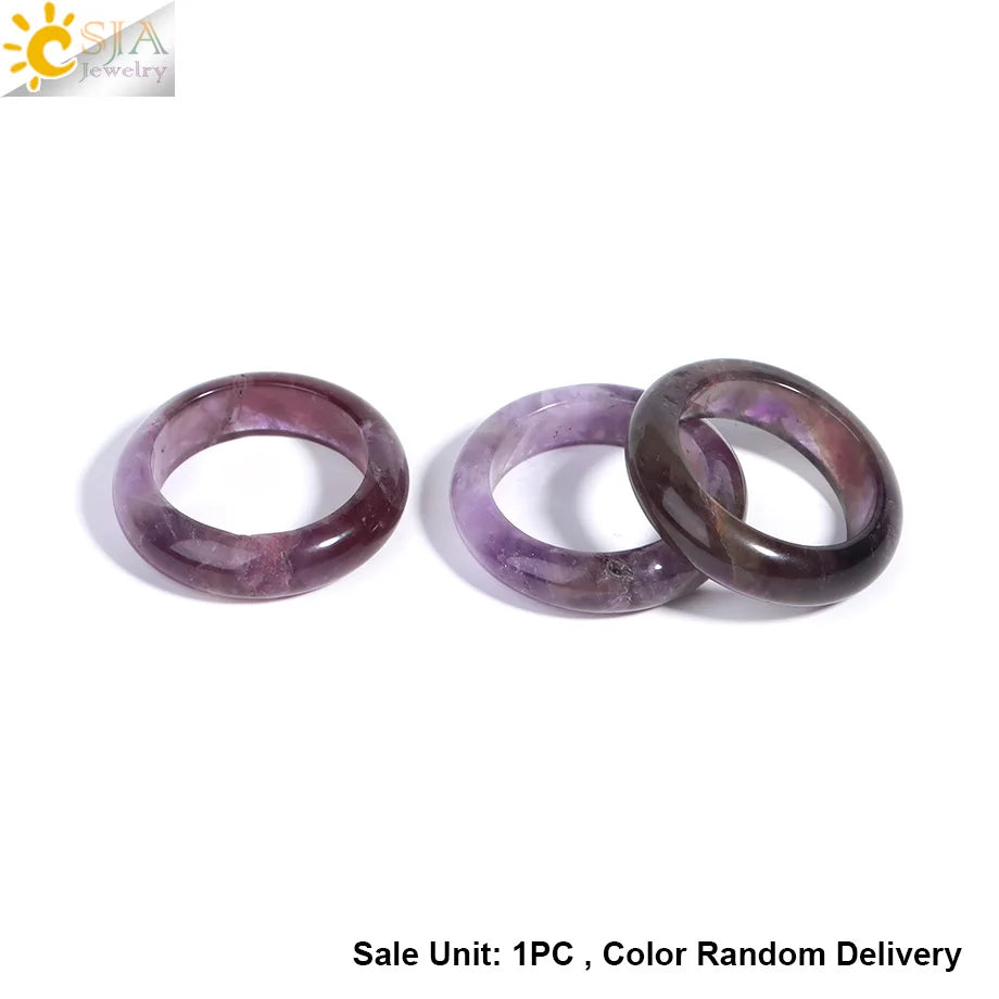 Gem Stone Crystal Band Rings for Men Natural Pink Stone Quartz Red Agates Jaspers Dainty Finger Jade Ring Women Jewelry H474