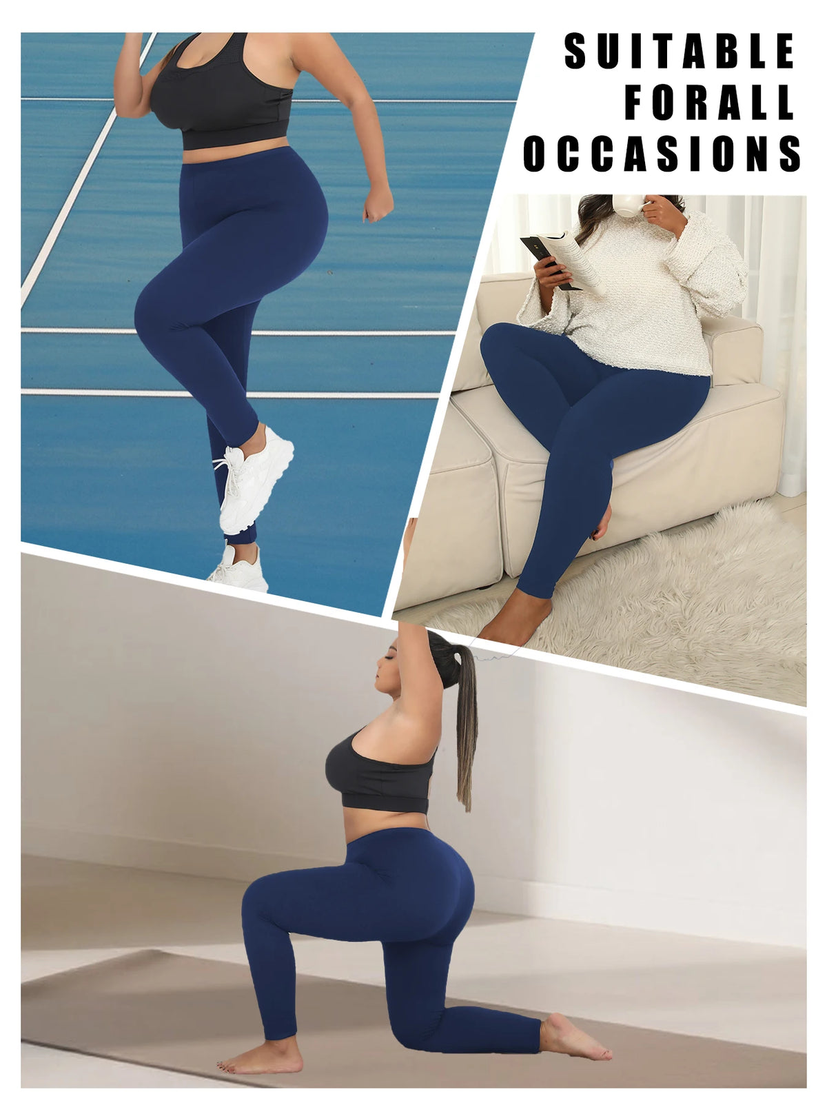 Plus Size Super Soft Leggings for Women - High Elasticity Tights for Yoga Running Workout Casual Wear