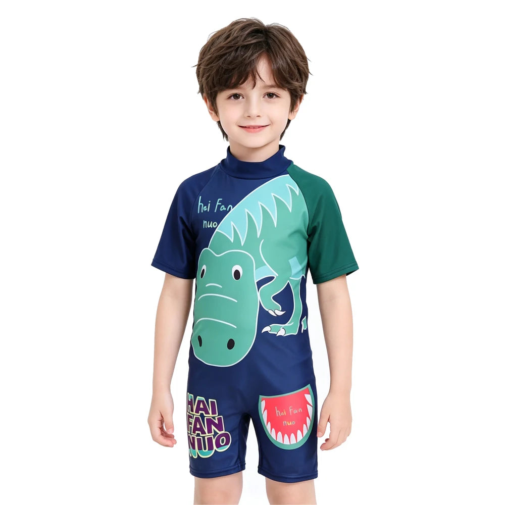 Children's Swimwear 2026 One-piece Swimsuit For Boys And Girls Cute Cartoon Little Kids Sun Protection Hot Spring Swimming Set