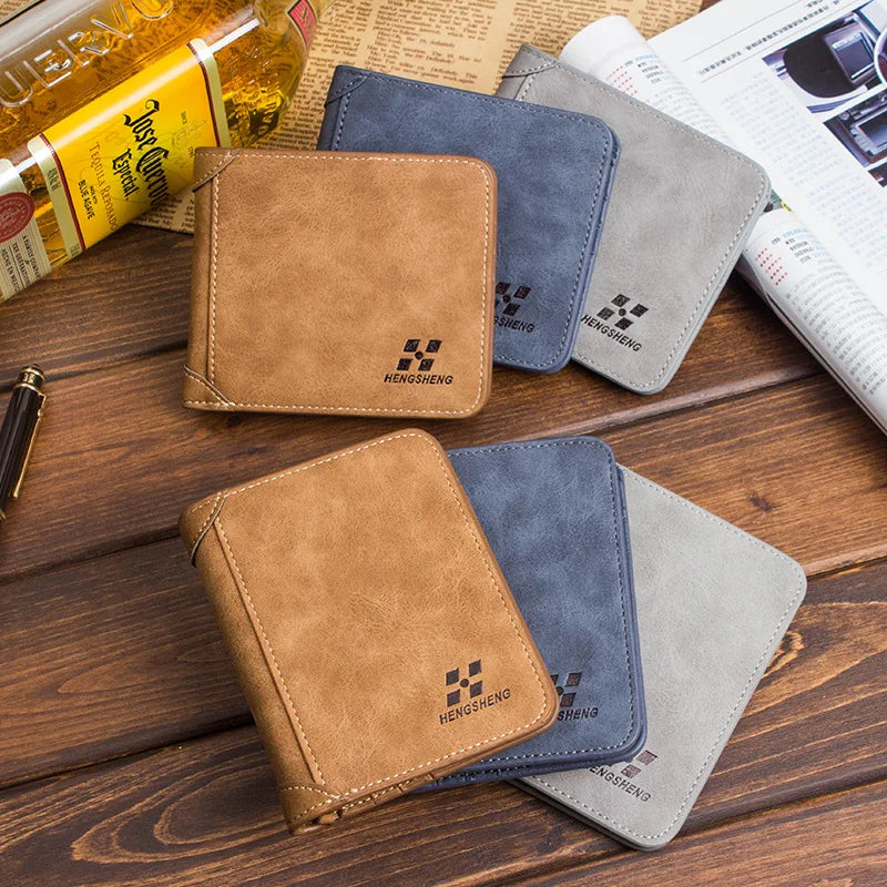 Men's Wallets European and American Retro Wallets Thin Fashion Casual Nubuck Leather Horizontal and Vertical Men's Wallets