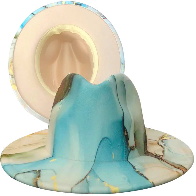 Fedora hat Women's hat wide-brimmed hat Fedora hat autumn winter men retro fashion tie-dye felt jazz Panama hat wedding hat