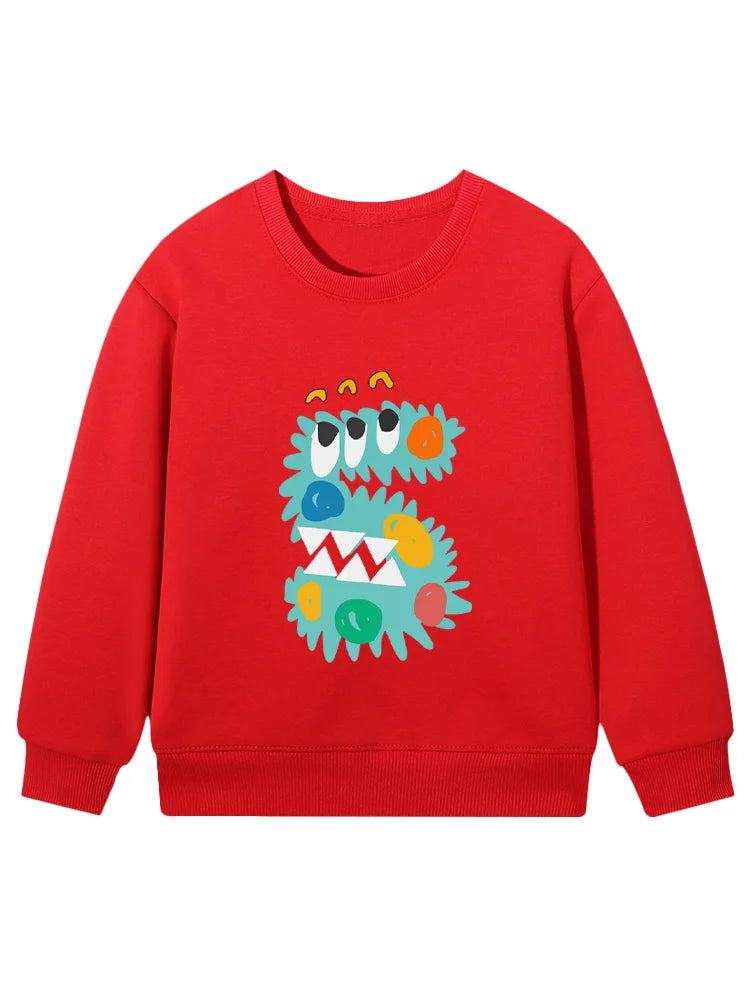 cute Boys sweatshirt Children winter clothing 2026 New cotton fun print long sleeves Kids pullover Cartoon letter Hoodie sweater