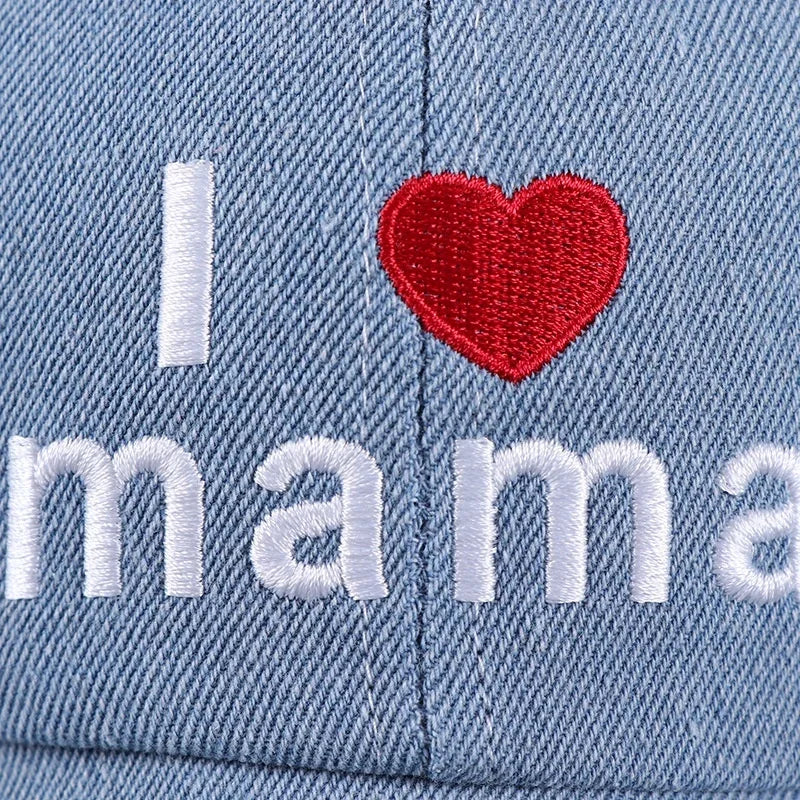 Baby Denim Baseball Cap I Love Mama  Summer Hat Kids Sun  For Boys And Girls Letter Children's Hats s