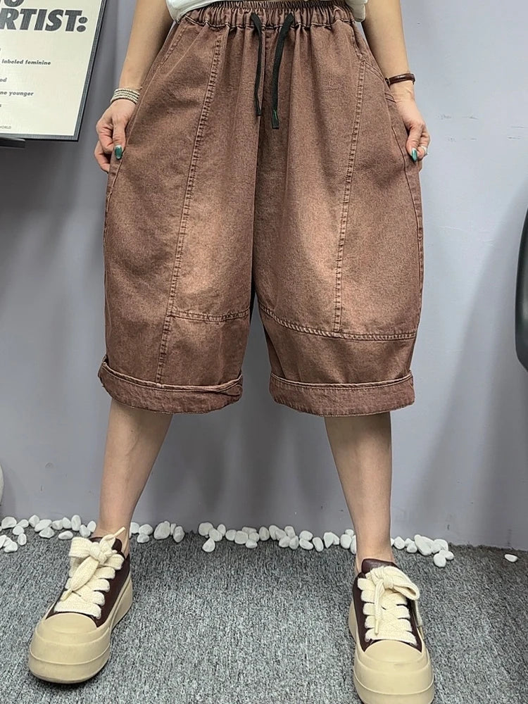 Amax LuluE 2026 Casual Womens Summer Fashion Jeans Loose Vintage Denim Pants Females Luxury Classic Elastic Waist Solid Trousers