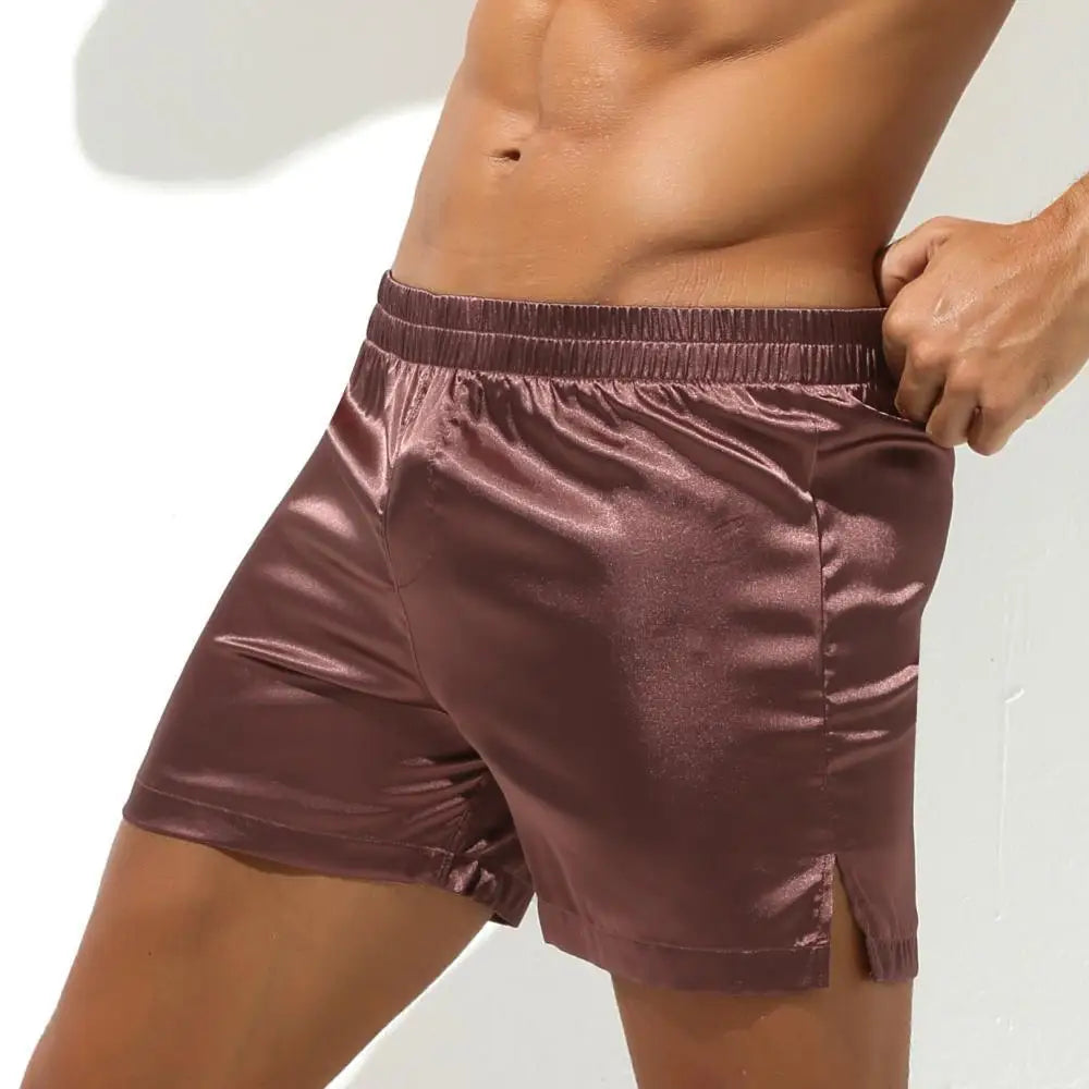 Men's Pajamas Shorts Soft Silky Underwear Men Boxers Shorts Sleep Bottoms Homewear Sleepwear Loose Lounge Shorts