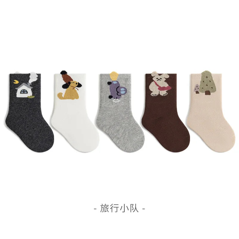 5 Pairs/Lot Boys Children Socks 0-12 Years Cartoons Baby Socks Soft Cotton Comfortable Toddler Kids Socks Girls Knee High Socks
