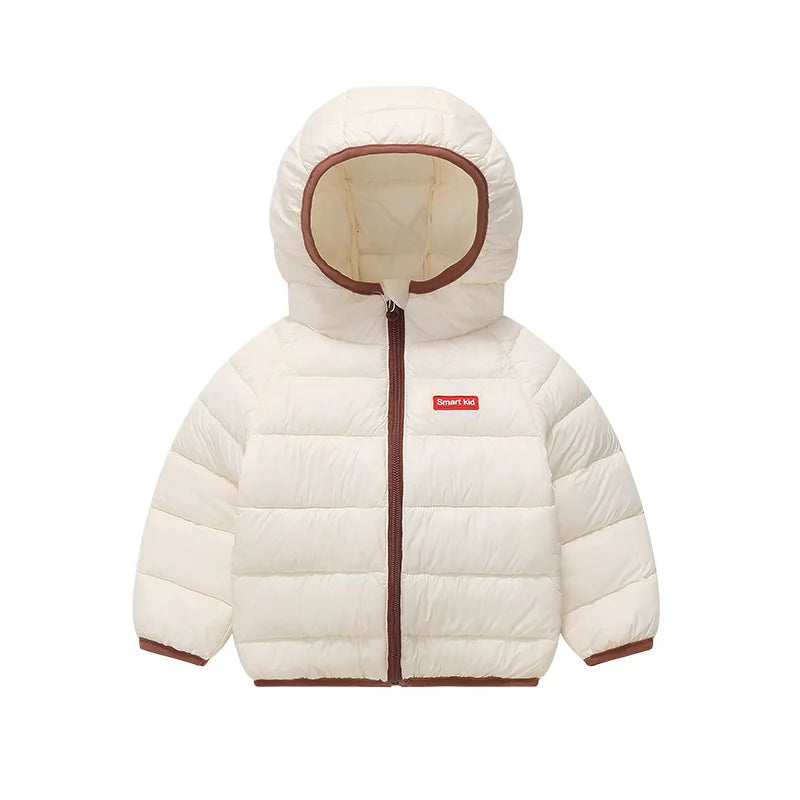 Children's Jacket Boys Girls Korean Autumn Winter Solid Color Hooded lightweight and Warm Autumn Winter Windproof Cotton Jacket