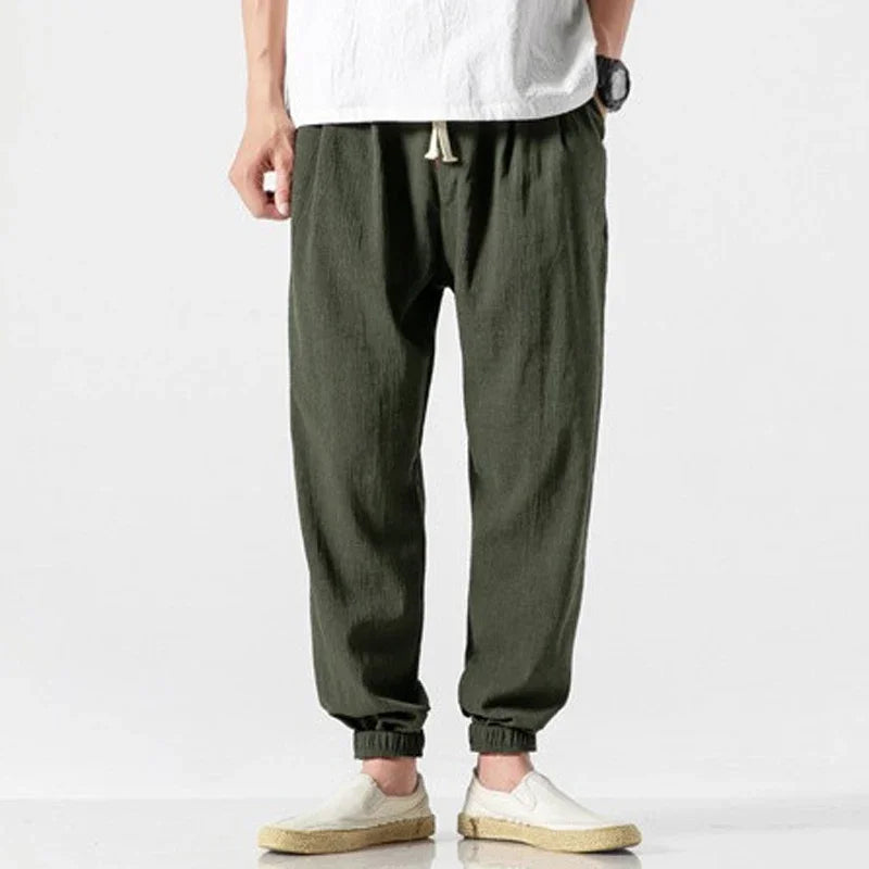 Japanese-Style Retro Streetwear 2020 Summer Men Cotton Linen Sweatpants Trousers Men Casual Harem Pants Breathable Men Joggers