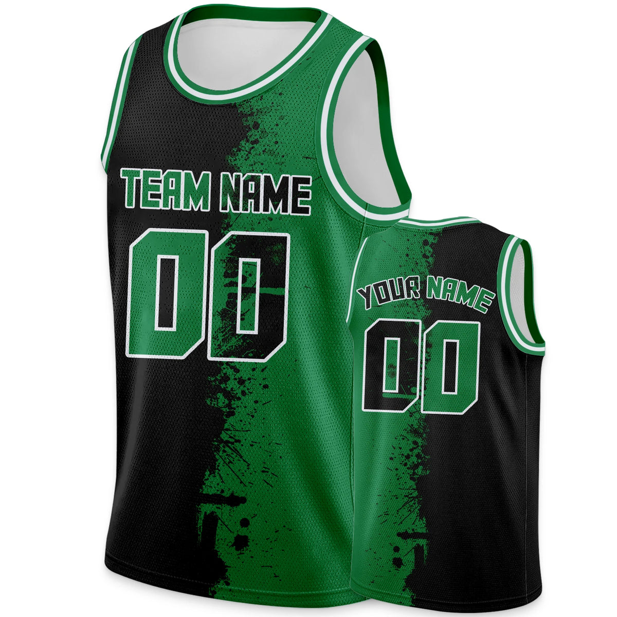 Custom Basketball Jersey Green Black Personanlized Printed Team Name Number Logo Basketball Shirt for Youth Men Women