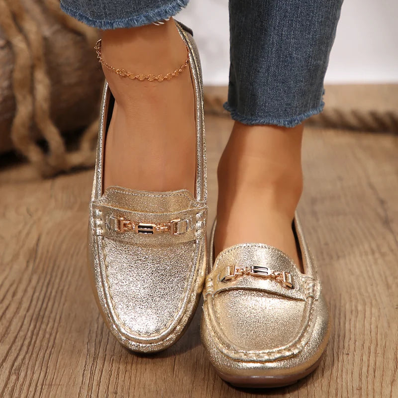Women Shoes Nurse Loafers Shoes Classics Flats Zapatos Mujer Comfortable Flat Shoes Women Golden Casual Leather Women's Footwear