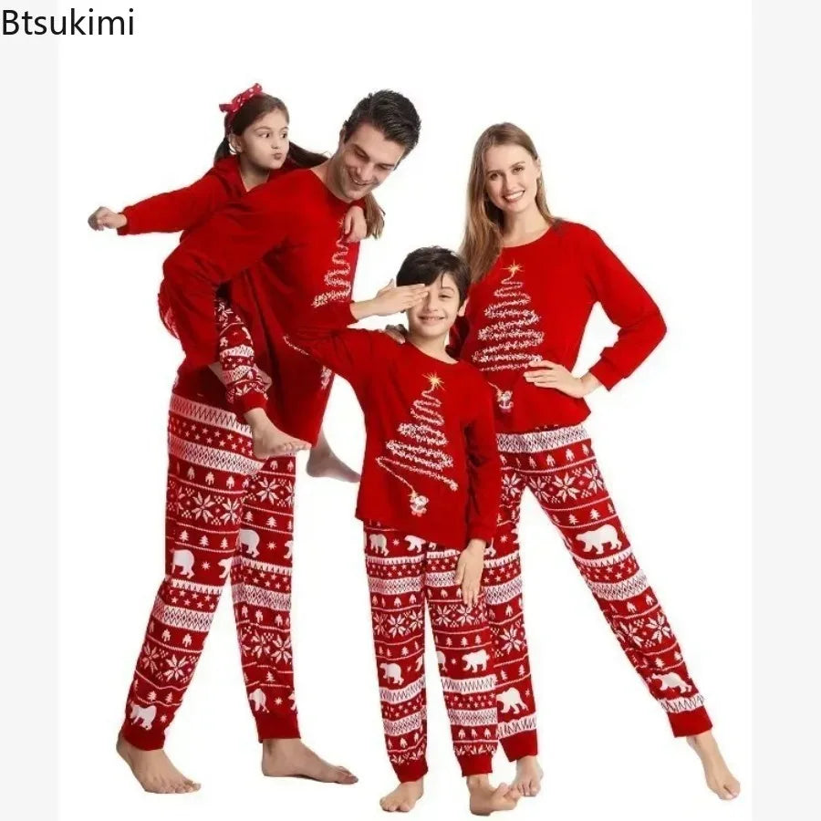 2026 New Family Christmas Pajamas Mom Dad Kids Matching Clothing Set Baby Romper Pajamas Sets Soft Loose 2 Pieces Suit Homewear