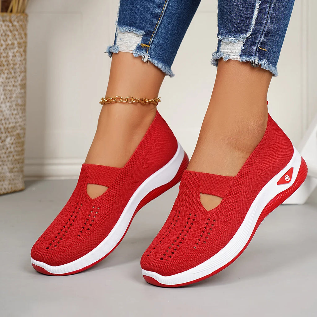 Women's athletic shoes, casual breathable slip-on, lightweight outdoor flat shoes, women's footwear, sneakers