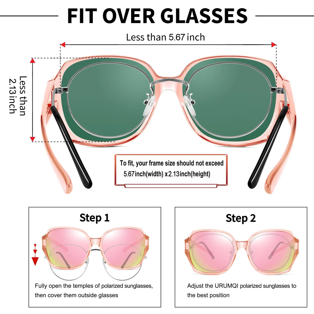 Oversized Sunglasses Fit Over Glasses for Women, UV400 Protection Square Shades Extra Large Sun Glasses