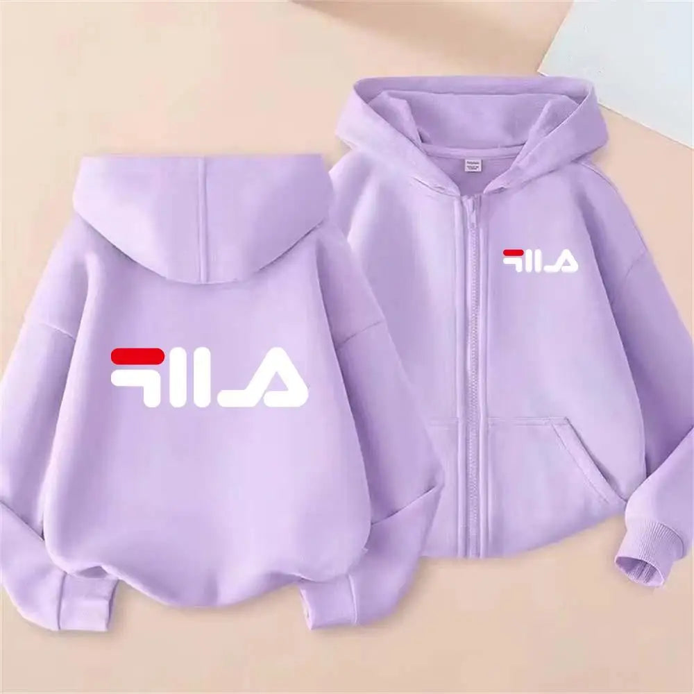 Kids Trend Letter Print Spring Autumn Simple Casual Zipper Hooded Sweatershirts 2-13 Years Boys Girls Streetwear Top Clothes
