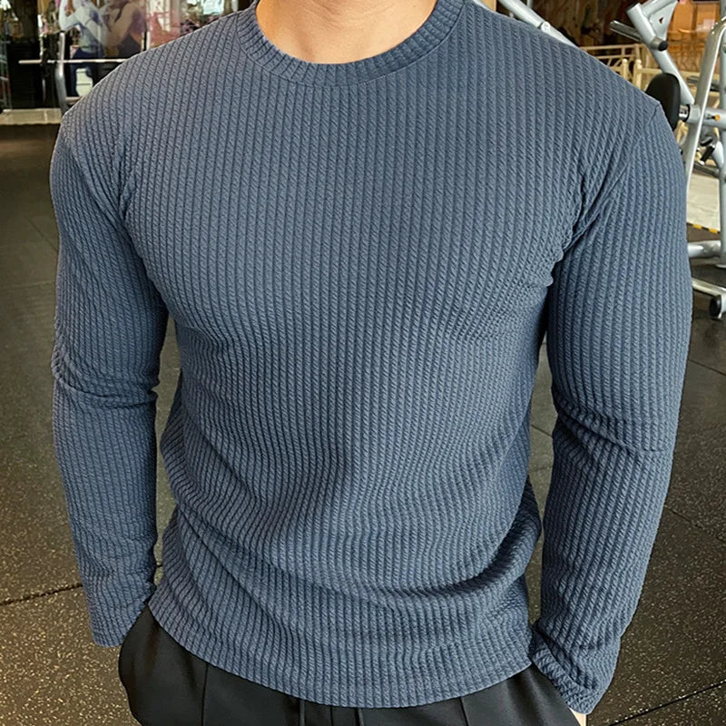 2025 European and American Sweaters for Men in Autumn and Winter New Fashion Knitted Long-sleeved Top Knitted