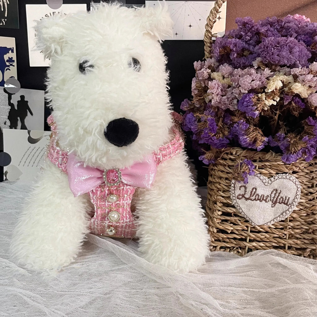 Princess-Style Pet Harness & Leash Set | Cute Bow Decor | Outdoor Walking Gear for Small Dogs