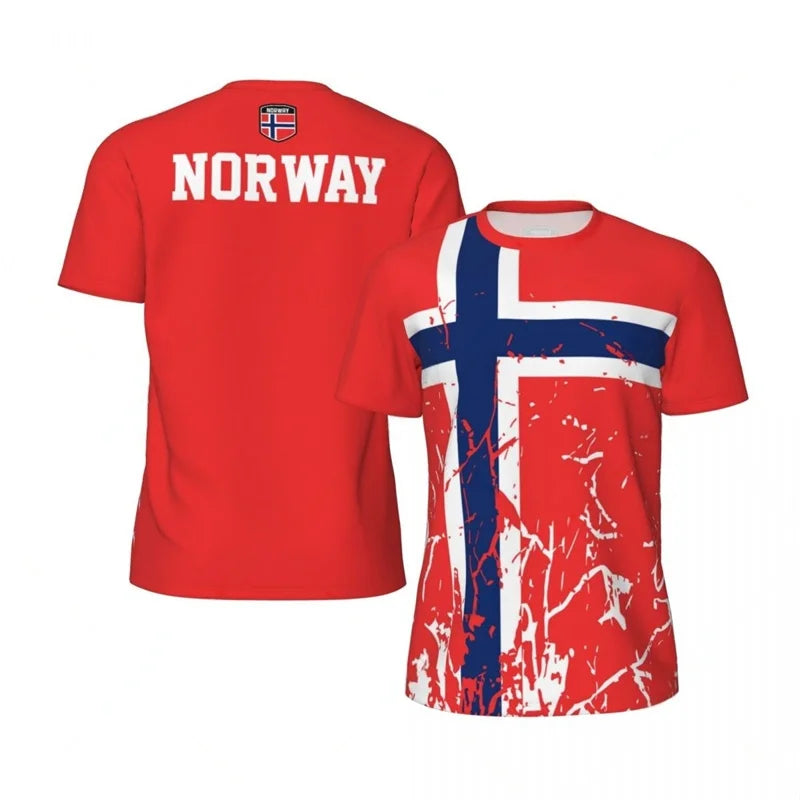 Norway Graphic Kid's T-shirt Fashion Sports Loose Short Sleeve Summer New Design 3D Printed Fitness Tees Football T Shirts