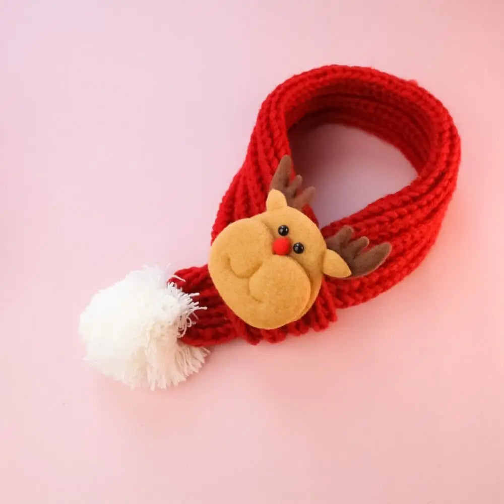 Pet Grooming Accessories Elk Puppy Kitten Christmas Scarf Snowman Cartoon Pet Warm Knitted Scarf Thicker Fleece Cat Scarf Autumn