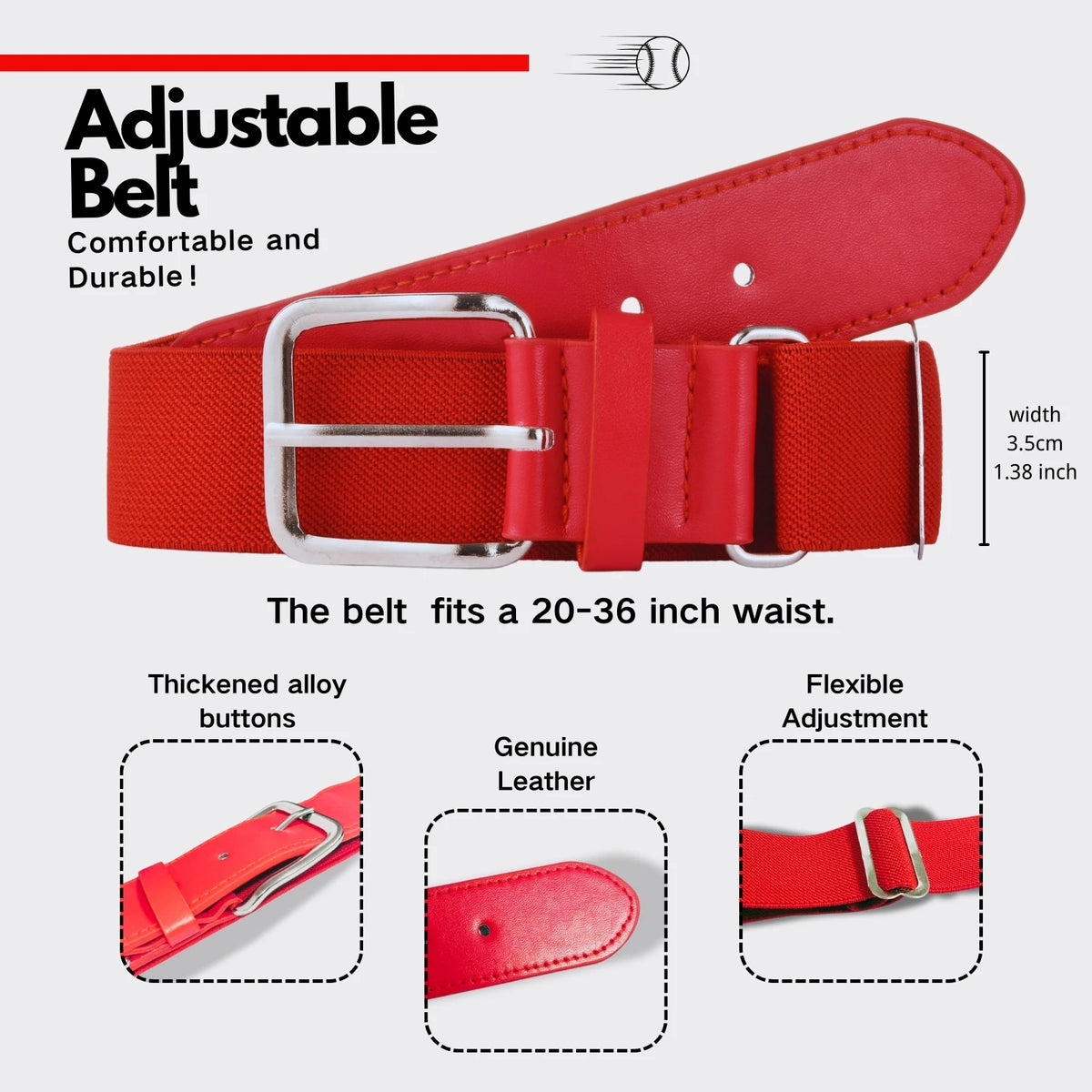 Youth Baseball Belt Kids Softball Belt Casual Adjustable Elastic Waistband for Boys Girls toddlers 3-15 Years Athletic Belt