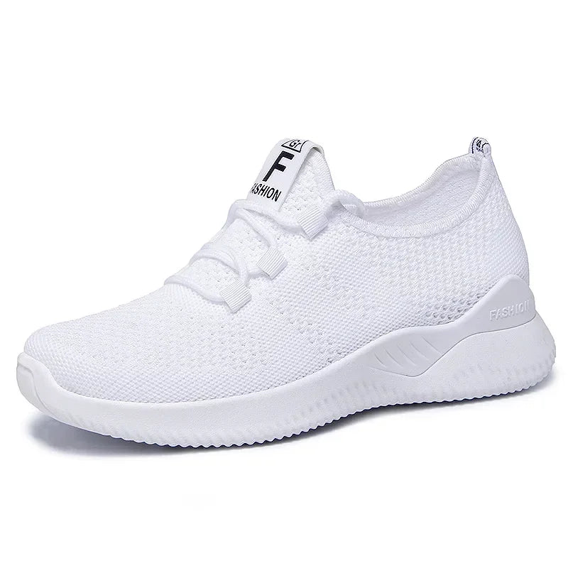 Women's Leisure Sports Shoes in Solid Colors with Knit Upper and Soft Soles for Running Tennis and Workouts Ideal for Travel