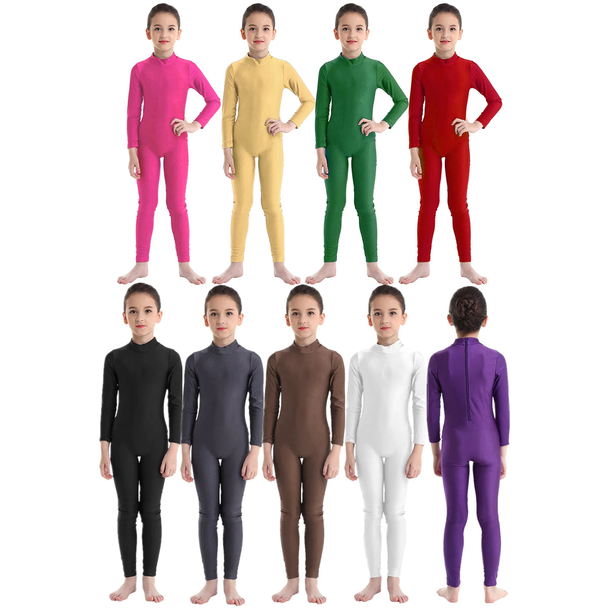 Kids Ballet Skate Dance Wear Girls Gymnastics Bodysuit Long Sleeve Bodysuit Children Jumpsuit Wear Training Performance Wear