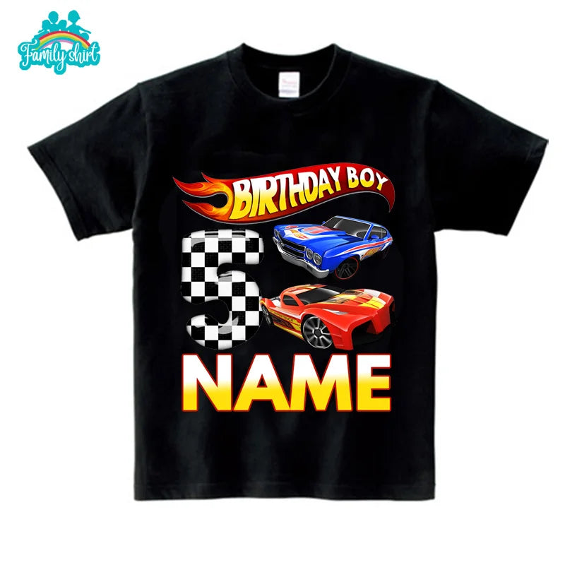 Kids Racing Birthday T Shirt 5 Year Old 2nd T Shirt Kids Shirts for Children Party BOYS Summer Custom Name Toddler Baby T Shirts