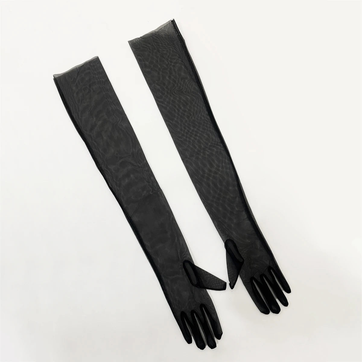 WG002-1 Elegant White / Black Long Gloves Light Breathable Tulle Brides Bridesmaid Wedding Pageant Prom Women Gloves