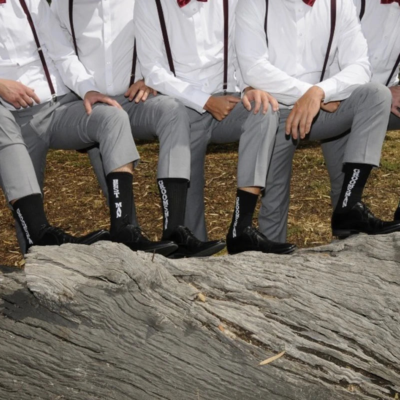 Wedding Socks Men Socks Groom Best Man Groomsman Socks Letter Socks Combed Cotton Dress Wedding Party Long Stockings