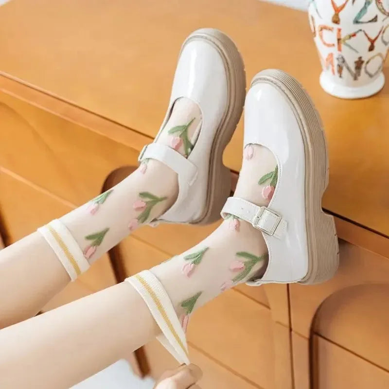 Fashion Sock for Women Summer   Breathable Trendy Casual Women's Socks Cute Fashion Korean Style Transparent Lace Sweet