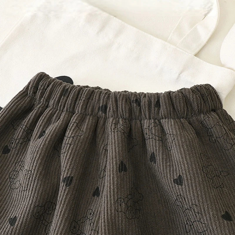2026 Early Spring Fleece Lined Unisex Kids Pants Printed Toddler Boys Girls Trousers Retro Polka Dot Pattern Children's Clothes