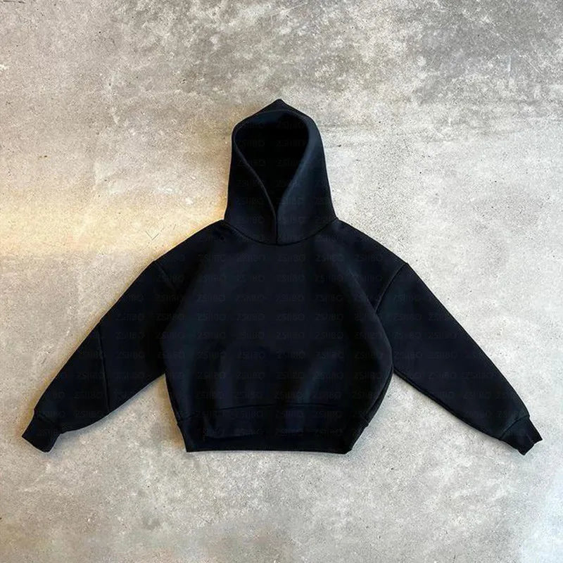 Solid Color Hoodie Y2K Hooded Long Sleeved Pullover Top Punk Street Retro Kpop Hip-hop Clothes Women Men Clothing Sweatpants emo