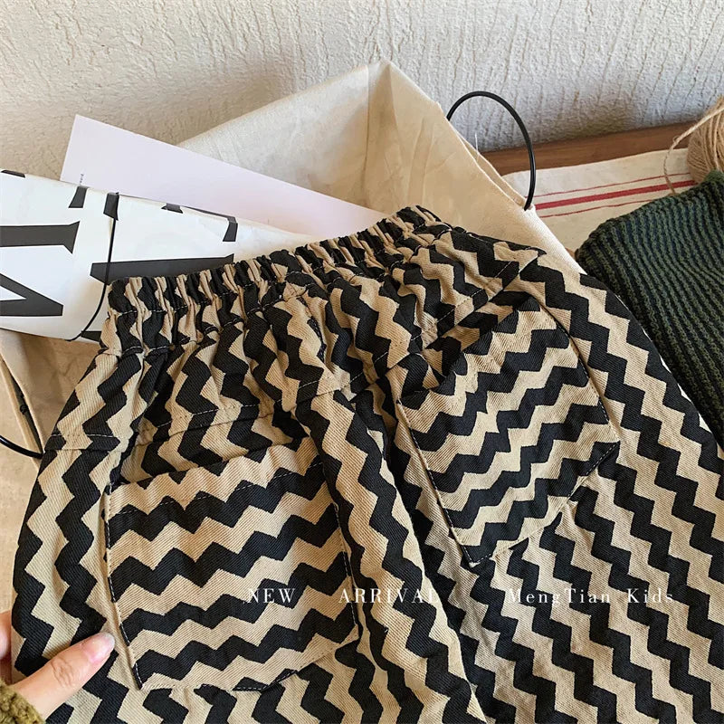 Children Clothing Kids Pants 2023 Spring and Autumn New Fashionable Korean Style Striped Casual Simple Baby Boys Harem Pants