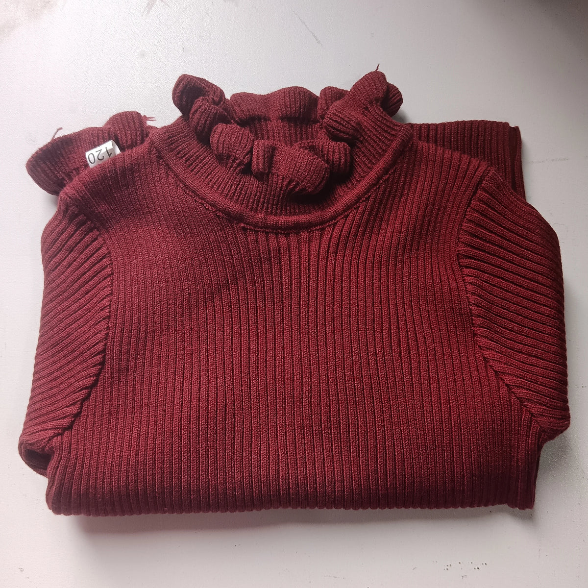Kids Girls Ruffle Sweaters New Children Thin Knitted Tops Autumn Winter Cotton Pullovers Pink Turtleneck Tops Korean Style Warm