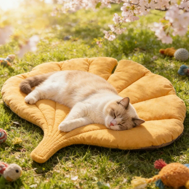 1-2PCS Leaf Shaped Pet Bed Reversible Soft Washable Non Slip Cushion for Cats Dogs Indoor Travel Camping Comfortable Cozy Mat