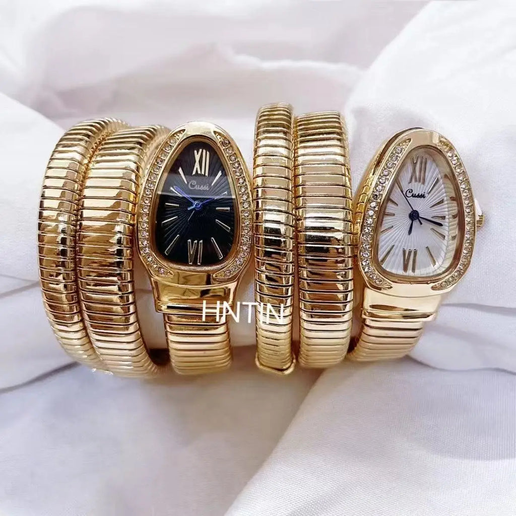 Fashionable Women's Snake-Shaped Bracelet Watch With Unique Design, Snake Coil, Elegant Bracelet, Ladies' Quartz Watch With Roma