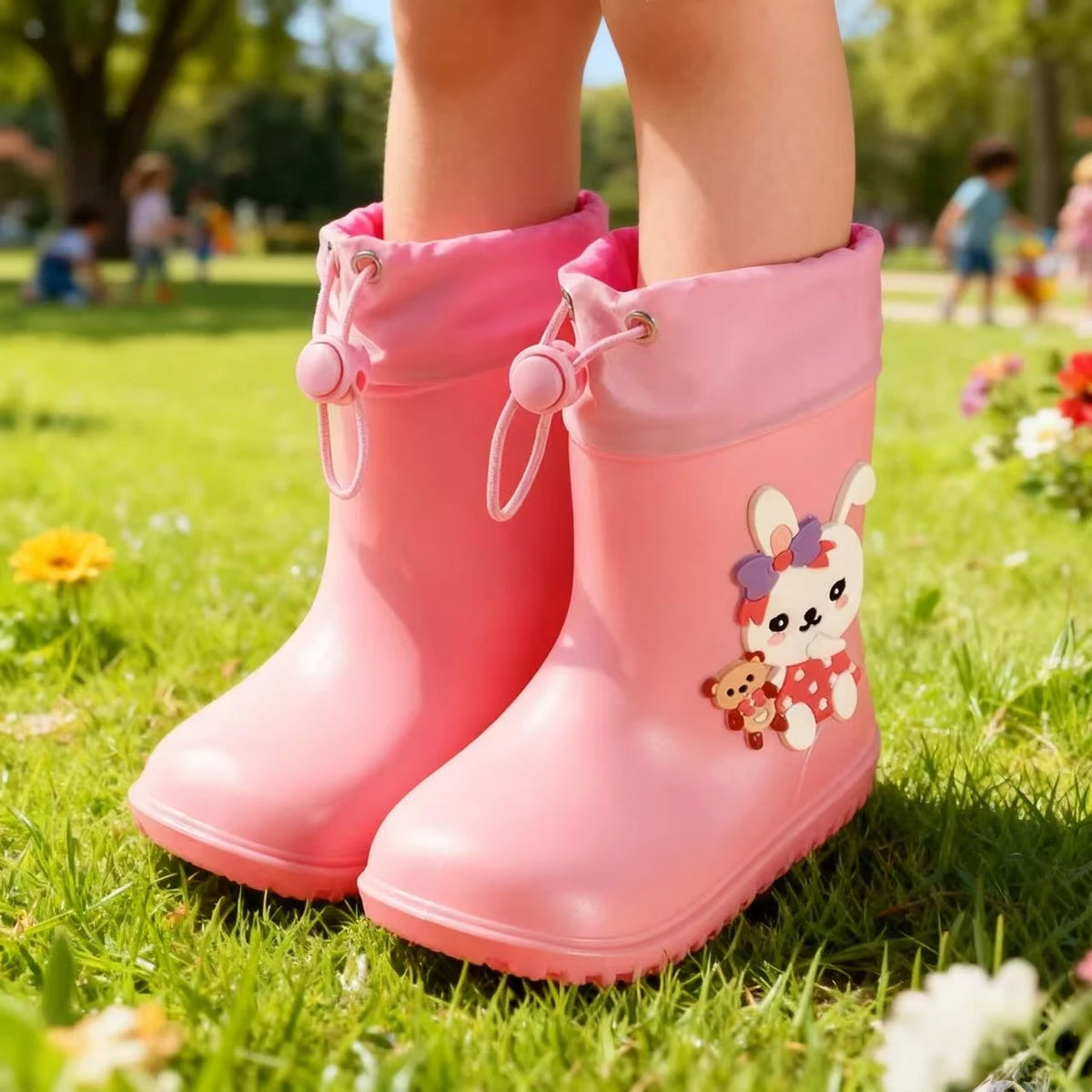 Cute Rabbit Rain Boots for Kids - Unisex Spring Autumn Rain Shoes Water-Proof Slip-Resistant Baby Water Shoes Ideal for Outdoor